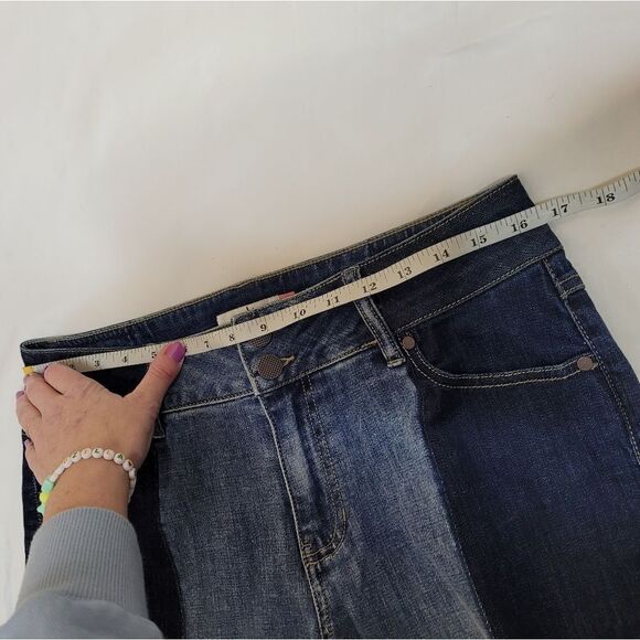 CABI #6281 two tone high low mid rise crop raw‎ hem jeans 10 - Picture 9 of 11